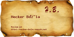 Hecker Béla névjegykártya